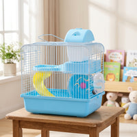Multi-Level Hamster Cage with 3 Tiers, Spacious Hamster Habitat and Starter Cage with Exercise Wheel and Water Bottle, Suitable Small Animal Enclosure