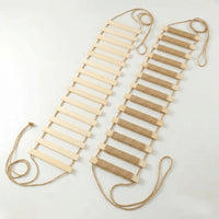Solid Wood Cat Ladder and Climbing Function Steps, Cage Mounted Sisal Rope Perch, Flat Support Structure Bridge for Indoor Small Animal Play