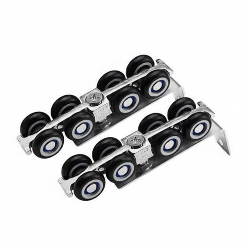 2 Pieces Track-Mounted Door Roller Hanger Black Wheels Home Hardware