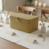 Textile Lined Storage Box Handwoven Lidded Storage Basket Tidy Organization Removable Liner Basket