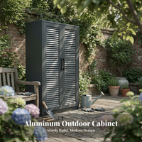 2-Door Storage Cabinet Waterproof Freestanding Metal Shoe Locker Sun-Resistant robustDuty for Gardeners, Families, Balcony