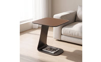 Leather Side Table Modern Side Table with Storage Compact Beistelltisch for Living Room, Small Apartments, Reading Nooks