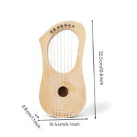 Unfinished Wooden Lyre Harp Kit Craft DIY Lyre Harp Kit Handmade Stringed Instrument Lightweight for Students