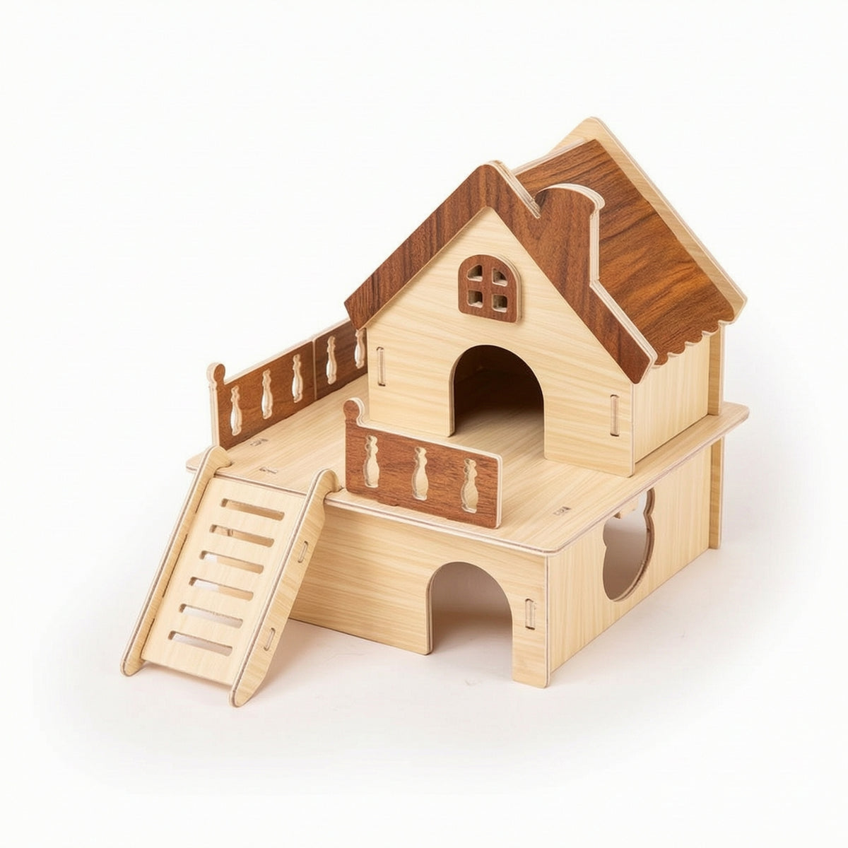 Hideaways Shelter with Entry Holes Handcrafted Wooden Handmade Wooden Habitat Accessory for Enrichment Corners