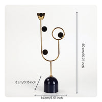 Geometric Candle Holder Abstract Candle Holder with Metal Frame Gold-Toned for Consoles, Shelves