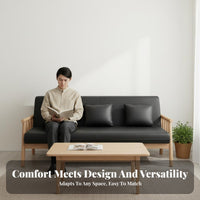 Straight-Line Wooden Couch Nordic aesthetic 3-Seater Sofa clean contemporary Design