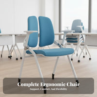 Folding Training Chair with Tablet Writing Surface Space-Saving Design Office Furniture Firm Padding Sliding Writing Surfacerest
