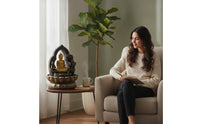 Resin Water Fountain Compact Indoor Fountain with LED Light Lighted Meditation for Desk, Office