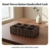 Multi-Compartment Woven Holder Handmade Organizer Basket Rustic and design for Vanity