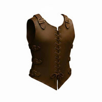 Nordic Cosplay Vest Leather Chest Vintage Design Faux Leather Half-Cuirass for Cosplayers, Themed Parties, Halloween
