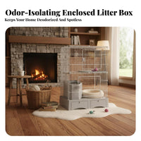 3-Story Cat Kennel with Litter Box Enclosure very Large Space for Indoors, Home