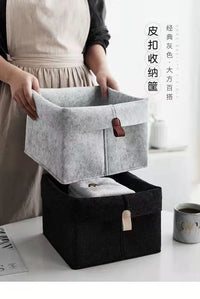 【翻沿设计】桌面毛毡收纳筐零食玩具杂物多功能毛毡收纳盒收纳篮