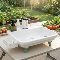 Electric Portable Sink with Pump Rechargeable Camping Sink with Faucet Compact Wash Basin Raised for Campers, RV Owners, Gardeners, Outdoor Activities, Garden