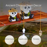 Panda Fishing Resin Decor for Fishbowl or Home Display