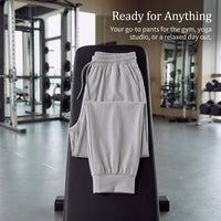 Joggers for Women with High Waist and Pockets, Ladies Trousers with Tapered Leg for Loungewear and Work, Baggy Elasticated