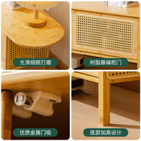 Bamboo and Rattan TV Cabinet, Simple Design for Small Apartments, Floor-Standing with Double Doors