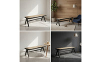 Woven Wood Bench with Rattan Seat Minimalist Rattan Bench Multipurpose Furniture Modern-Retro for Small Apartments
