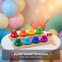 Early Learning 8 Tone Bell Set Educational 8 Note Handbell Set Color-Coded Notes Rainbow Percussion Bells Develops Movement Skills for Preschoolers, Toddlers, Beginners, Preschool, Music Class, Classroom, Playroom
