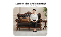 3 Pieces Intricate Carvings Carved Frame Couch Set Luxurious Sofa and Loveseat Combo Double-Sided Design Living Room Furniture timeless-design for Luxury Buyers, Interior Designers, Apartment Dwellers, Hotel Lobby, grand estate, Office