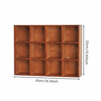 12 Compartment Wooden Shelf Wood Display Case for Collectors
