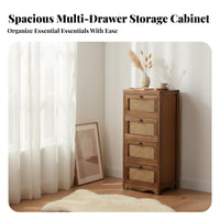 Rattan Drawer Nightstand Vintage design Rattan Drawer End Table Sturdy Construction Minimalist Design for partners, Renters
