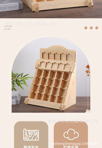 Wooden Refrigerator Magnet Storage Rack, Solid Wood Display Stand, Multi-Grid Organizer for Cards and More