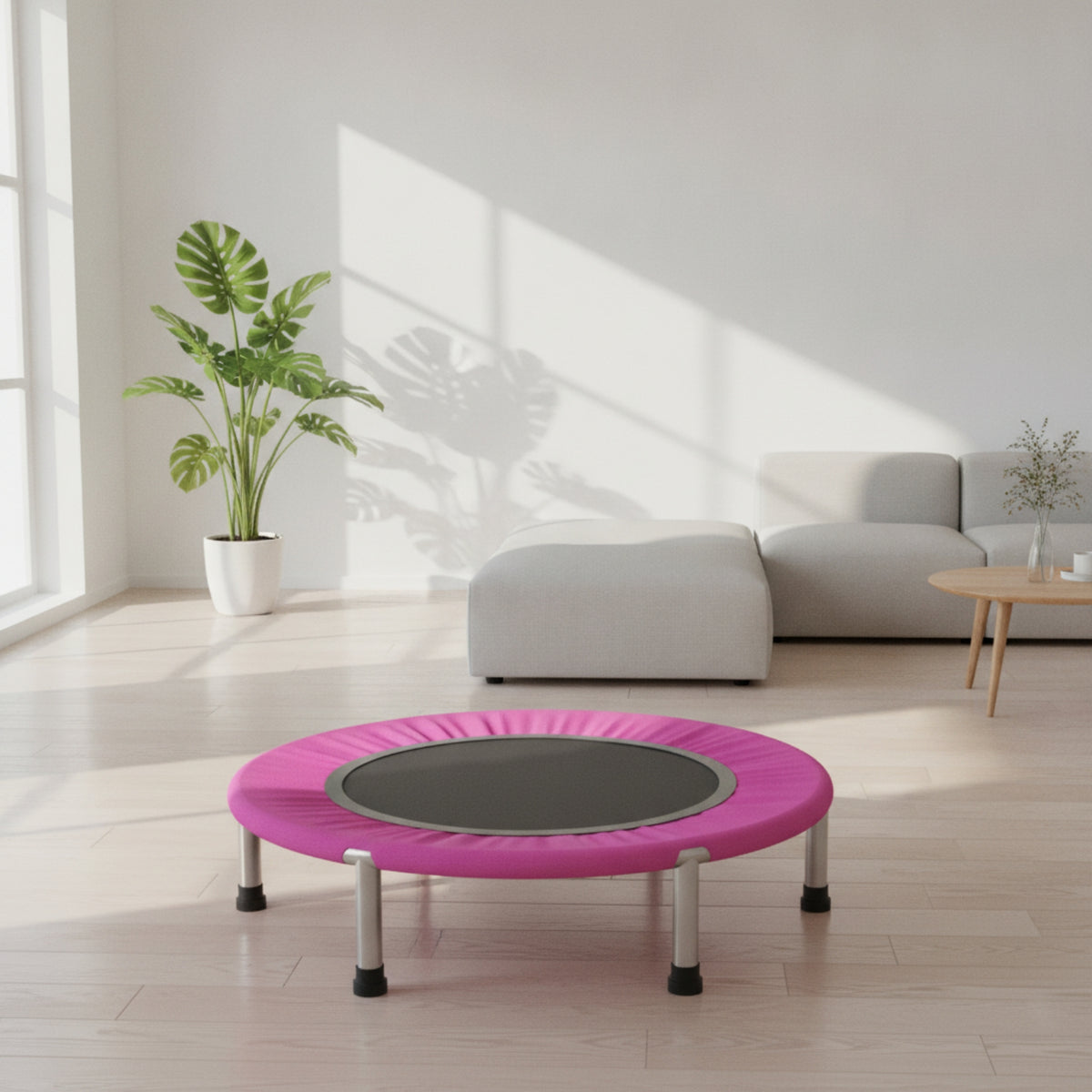 Low-Height Exercise Trampoline Floor-Standing Indoor Trampoline Compact Fitness Rebounder Sturdy for Apartment