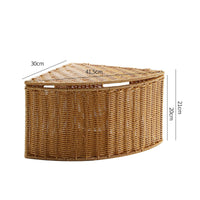 Corner Storage Box with Lid Faux-Rattan Fan-Shaped Storage Box Space-Saving