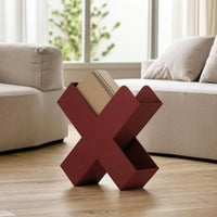 X-Shaped Bookshelf Slim Mini Bookshelf Freestanding Magazine Rack Space-Saving Book Organizer Narrow for Readers, Reading Nook