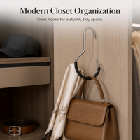Multi-functional Scarf Tie Belt Hanger with Goose-Neck Hooks for Closet Organization