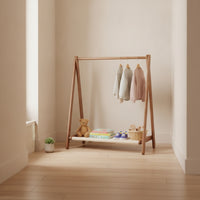Triangular Frame Clothes Rack Freestanding Clothes Rack with Shelf Furniture Foldable Space-Saving for Children, Entryway