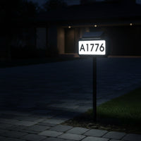 LED Illuminated Solar Address Sign with Stake Ground-Mount Solar House Number Sign Outdoor Slim for Homeowners, Delivery Drivers, Yard, Driveway, Garden, Mailbox Area