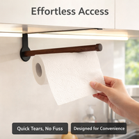Cabinet Roll Dispenser, Under Paper Towel Holder for Home Cooks, Wooden Space-Saving Hanging Kitchen Storage for or Film