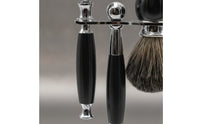 Shaving Set with Stand Chrome-Finished Shaving Implement and Brush Set Manual Shaving Kit with Brush for Men, Washroom, Travel