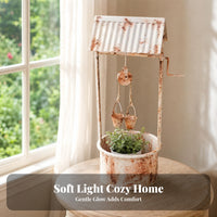 Well-Shaped Flowerpot Distressed White Decorative Iron Planter Weathered Patina