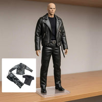 Asymmetric Zipper Black Biker Clothes Buckle Details Motorcycle Outfit Lapel Collar Biker Doll Outfit Fitted
