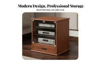 Solid Wood Amplifier Cabinet Lockable Wooden Stereo Cabinet with Lock Heavy Duty Construction AV Component Rack for Audiophiles, KTV, Conference Room