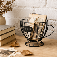 Luxury Retro Fruit Basket, Metal Wire Fruit Bowl for Dining Table, Cup Shaped Tabletop Storage, Sculptural Design