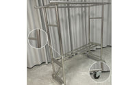Free Standing Rolling Clothes Rack with Shelf Heavy Duty Clothes Rack with Shelf Portable Double-Tier for Balcony