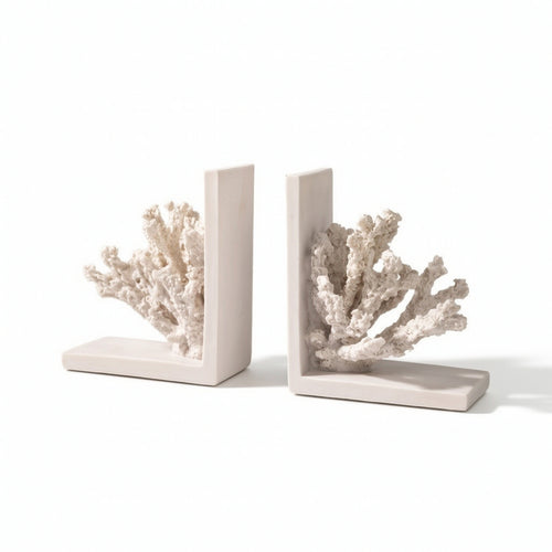 Coral Bookends Sculptural Coral Bookend Textured for Bookshelf, Home Decorators