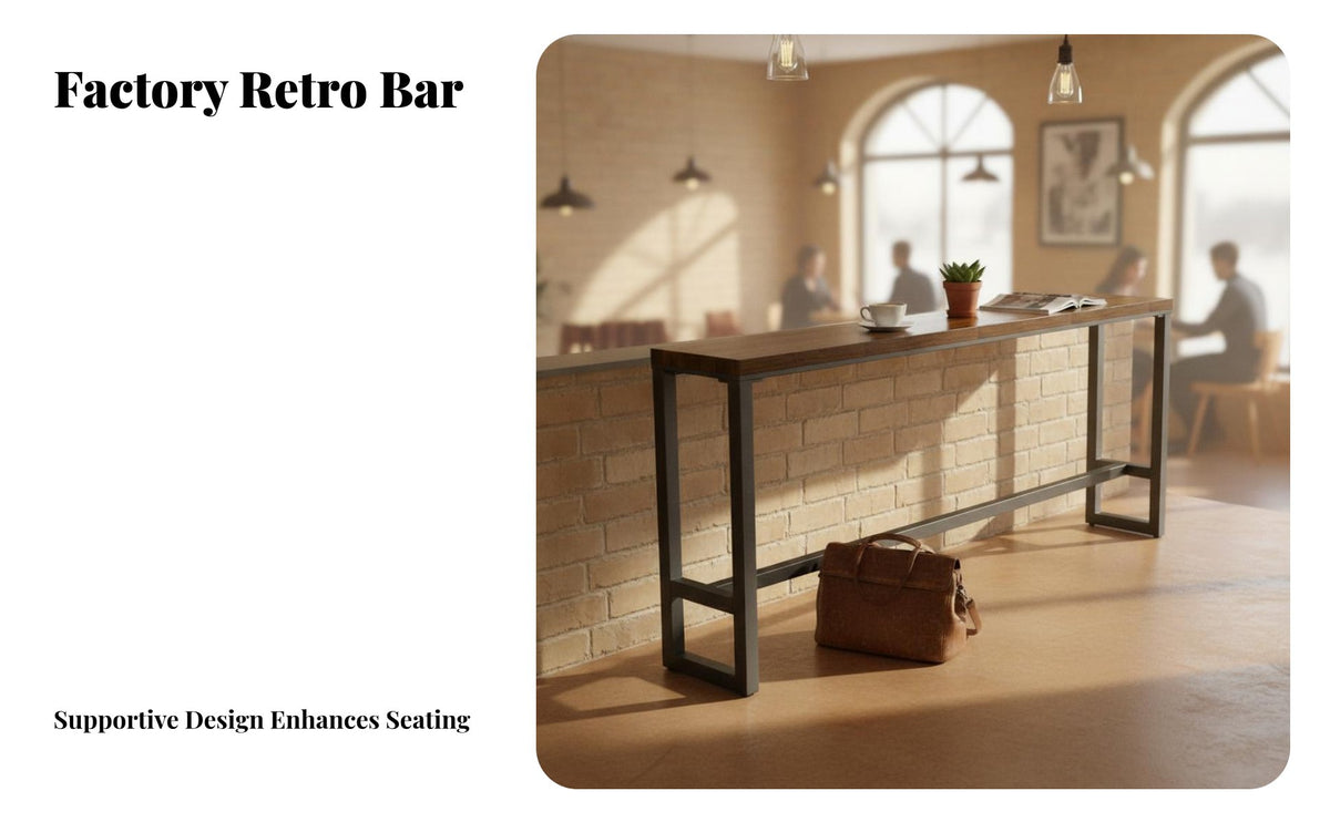 Built-in Footrest Bar Table and Stool Set Sturdy Construction Retro Cafe Chair Space-Saving Industrial Bar Stool Easy Assembly for Business Owners, Apartment Dwellers, Homeowners, Restaurant, Milk Tea Shop, Living Room, Home