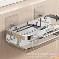 Bathroom Sink and Countertop Organizer for Students, Wall-Mounted No-Drill Stainless Steel Kitchen Shelf with Drainage Tray