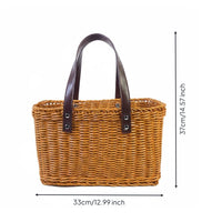Basket with Handles Handwoven Shopping Basket Lightweight Portable Container