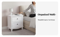 2-Drawer Nightstand Narrow Design Bedside Table Easy Assembly for Office, Adults