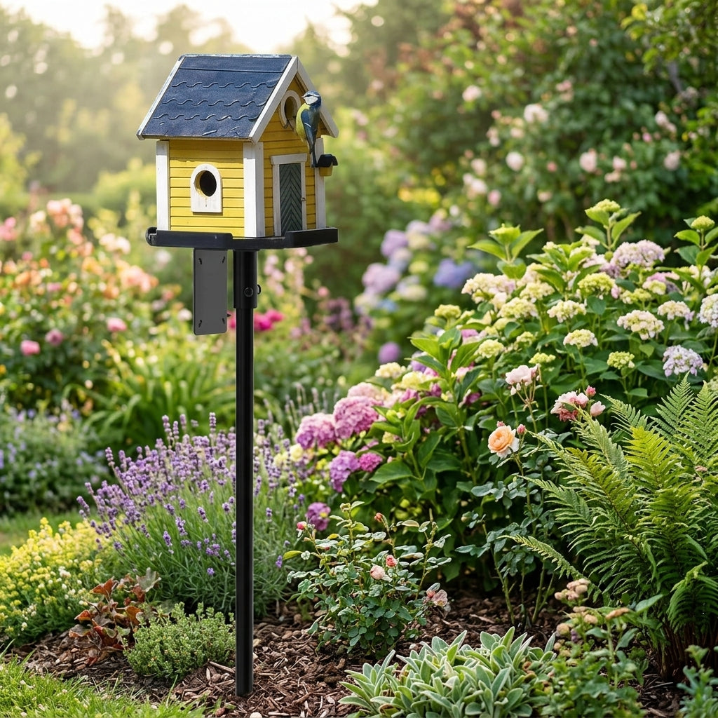 Outdoor Bird Feeder Metal Dwelling, Avian Feeder for Native Species, Simple Style Geometric Shape Garden Decor Patio Ornament