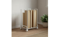 Mobile Cardboard Organizer Japanese Style Cardboard Box Storage Rack With Wheels Utility Cart for Warehouse