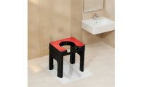Squat-to-Sit Toilet Stool Padded Toilet Seat Stool with Pad Bathroom Aid U-Shaped Molded for Elderly