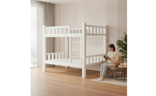 Compact Metal Bunk Bed Safe Bunk Bed with Ladder Slatted Furniture Modern for Children, Bedroom
