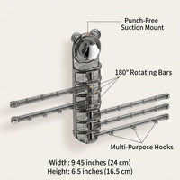 Wall-Mounted Towel Rack for Household Use with 180-Degree Rotating Design, Dish Cloth Holder and Hanging for Sink Area, Tea Storage