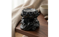 Black Crystal Ball Stand Glossy Crystal Ball Holder Carved Lotus Stand Layered Petal for Tabletop